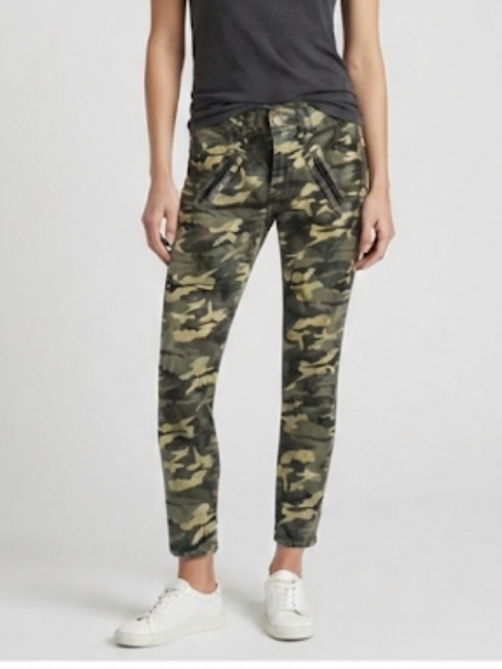 KUT FROM THE KLOTH Connie Ankle Skinny Exposed Zipper Camo Jeans Size 2